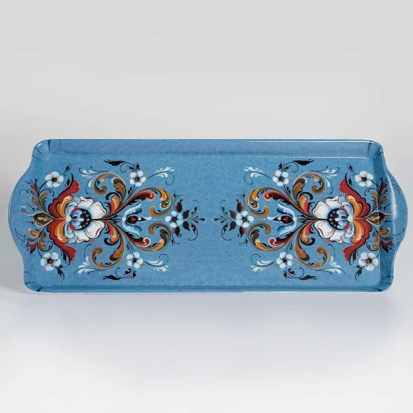 Gift Chalet Almond Cake Tray With Blue Rosemaling Design By Lise Lorentzen Best Sale