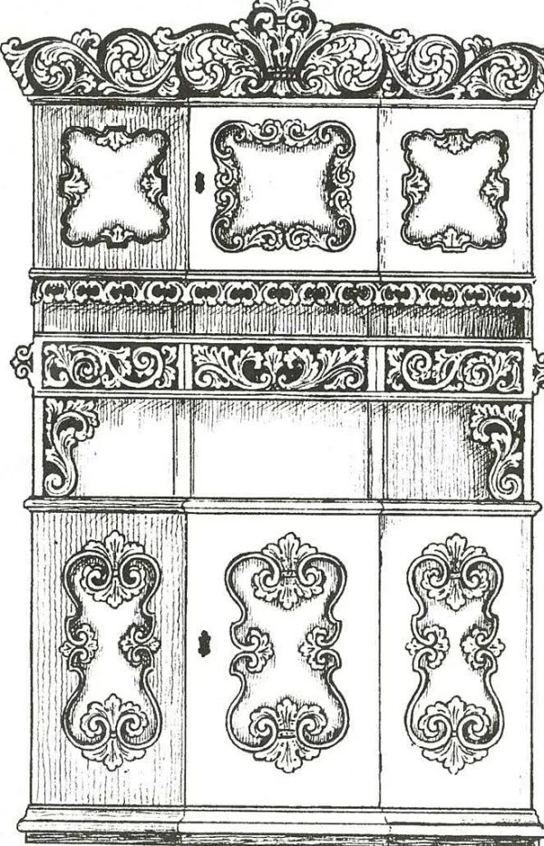 Vesterheim Amrud Acanthus Carving Pattern #10- Framskap (Hutch) Fashion