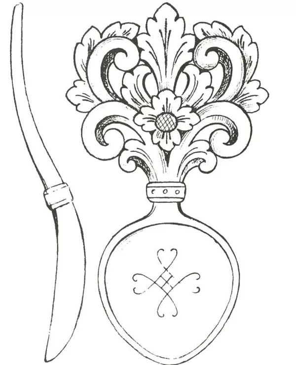 Vesterheim Amrud Acanthus Carving Pattern #42- Skje (Spoon) Sale