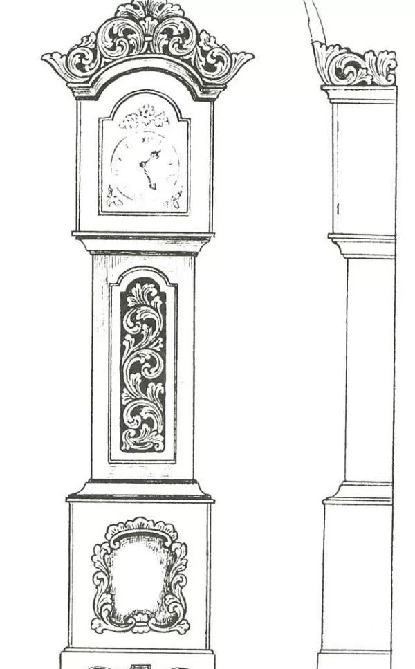 Vesterheim Amrud Acanthus Carving Pattern #54- Klokkekasse (Grandfather Clock) Hot