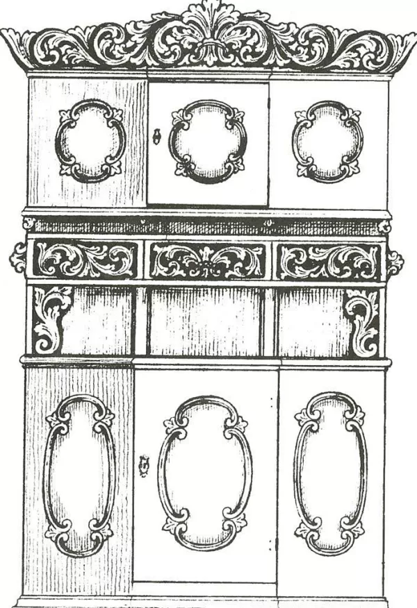 Vesterheim Amrud Acanthus Carving Pattern #76- Framskap (Hutch) Cheap