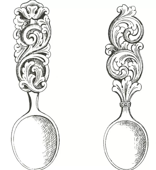 Vesterheim Amrud Acanthus Carving Pattern #82- Skjeer (Spoons) Fashion