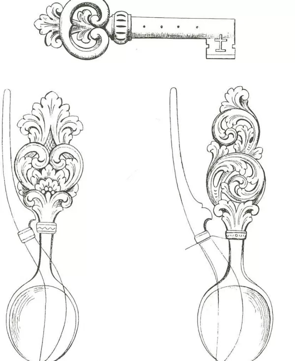 Vesterheim Amrud Acanthus Carving Pattern #90- Storre Skjeer Og Nokk (Key, 2 Spoons) Online
