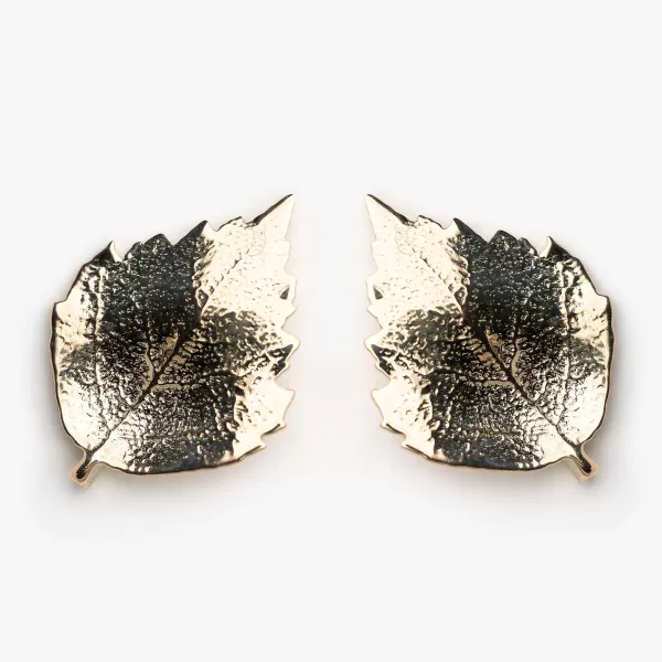 Sylvsmidja Earrings With Gold Birch Leaves By Online