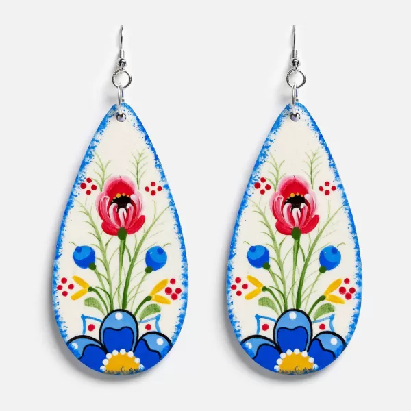 Denise Richard-Franco Earrings With Rosemaling Design By Denise New