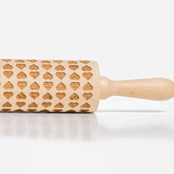 Cose Nuove Engraved Heart Pattern Rolling Pin Flash Sale