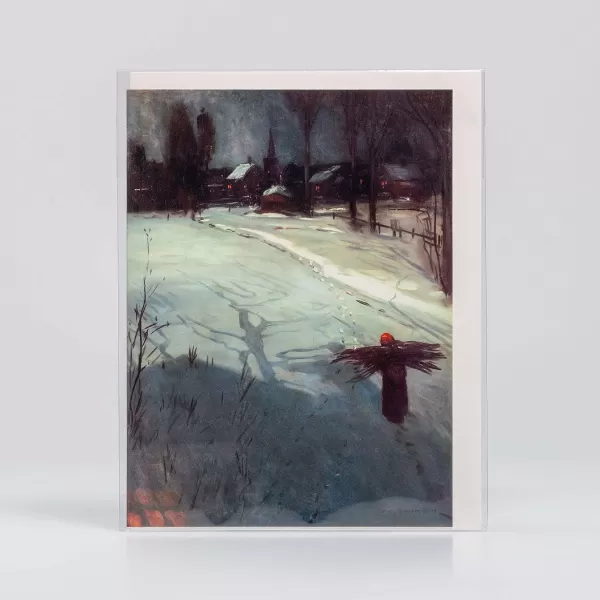 Johnson Printing Faggot Gatherer On Snowy Road By Svend Svendsen - Vesterheim Collection Card Shop