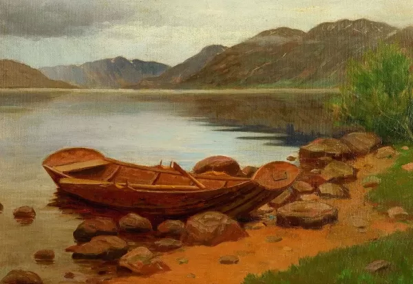 Prism Path Gicl E Print From Vesterheim'S Collections - Boat On Shore By Herbjorn Gausta Best Sale