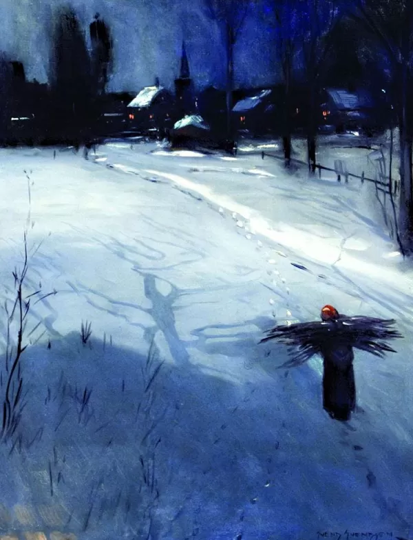 Prism Path Gicl E Print From Vesterheim'S Collections - Faggot Gatherer On Snowy Road By Svend Svendsen Shop