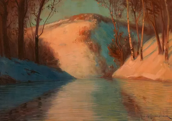 Prism Path Gicl E Print From Vesterheim'S Collections - River In Winter By Sven Svendsen New