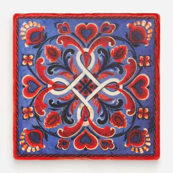 Studio Vertu Marble Rosemaling Tile Coaster By New