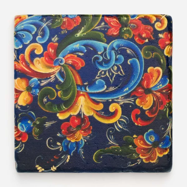 Studio Vertu Marble Rosemaling Tile Coaster By New