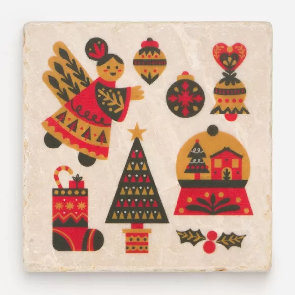 Studio Vertu Marble Scandinavian Christmas Tile Coasters By Clearance