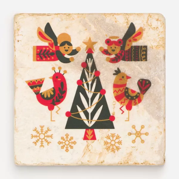 Studio Vertu Marble Scandinavian Christmas Tile Coasters By Clearance