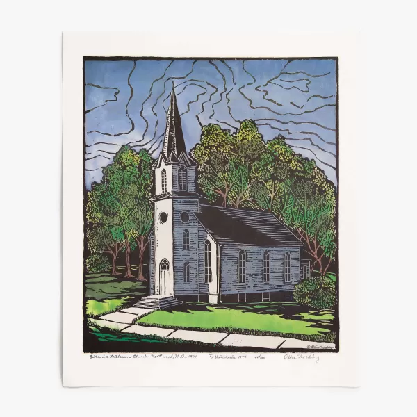 Vesterheim Museum Store Olive Nordby Limited Edition Woodblock Print "Bethania Lutheran Church" Shop