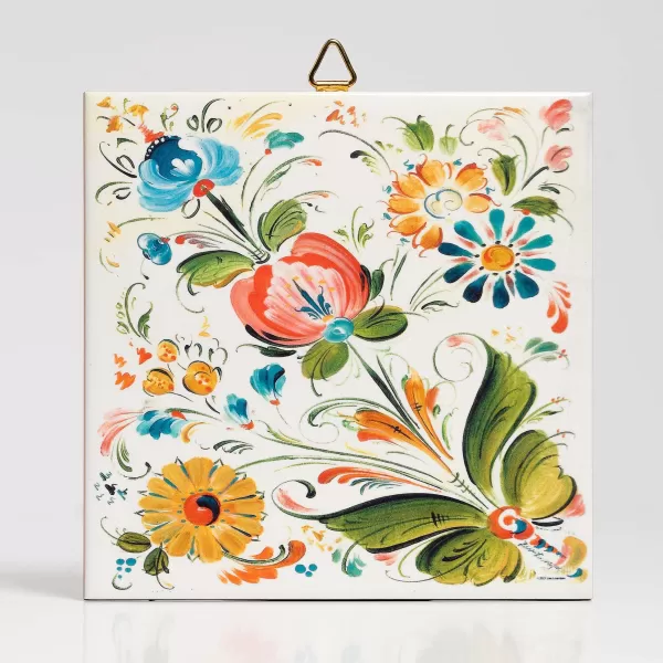 Gift Chalet Os Rosemaling On Cream Trivet Designed By Lise Lorentzen Fashion