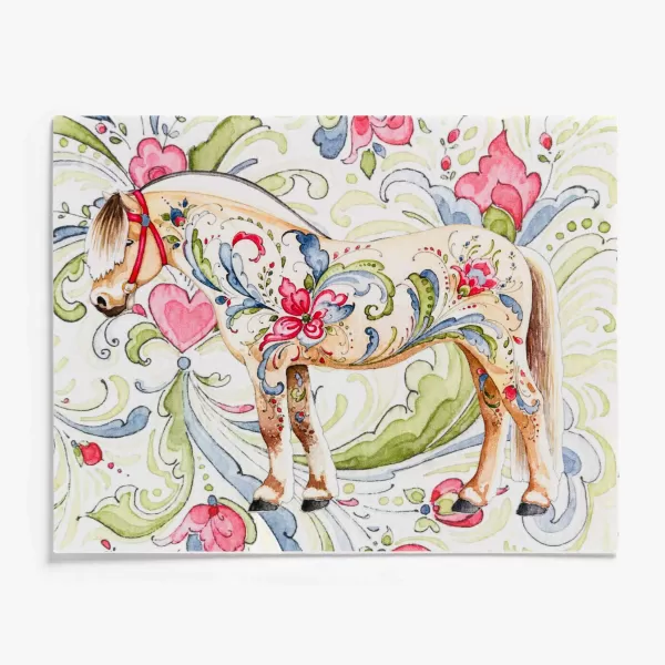 Sharon Christensen Red Rose Fjord Notecard Set With Rosemaling By Outlet