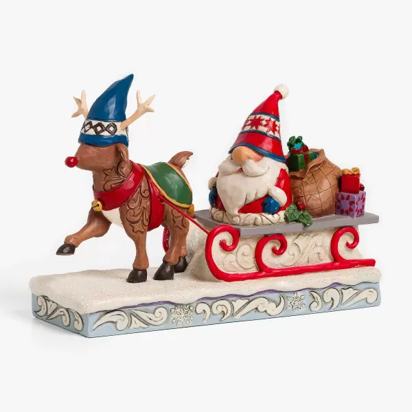 Enesco Reindeer Pulling Gnome Sled By Jim Shore New