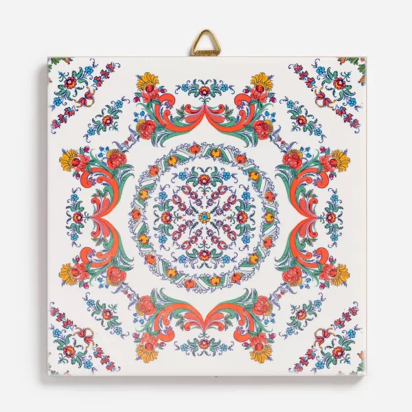 Gift Chalet Rosemaling On White Trivet Clearance