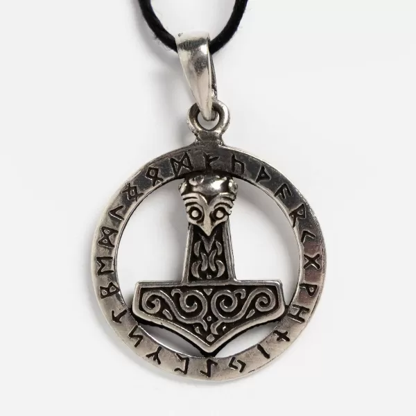 Nirvana, LLC Thor'S Hammer With Circle Of Runes Necklace Store