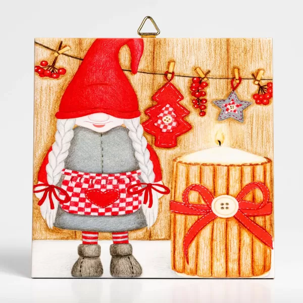 Gift Chalet Tomte With Candle Trivet Clearance