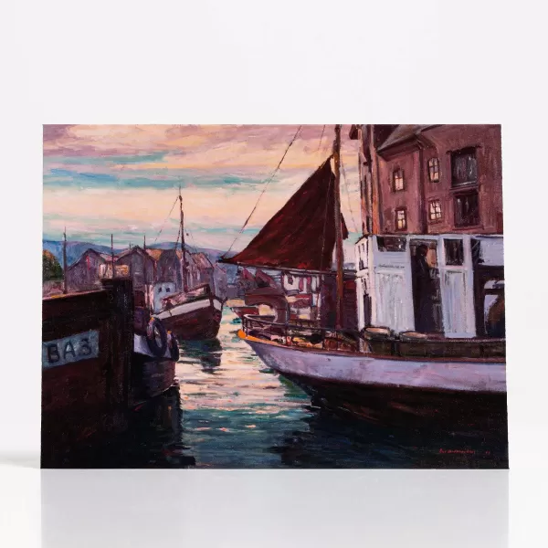 Johnson Printing Twilight Harbor At Alesund By Peer Gulbrandsen - Vesterheim Collection Card Flash Sale