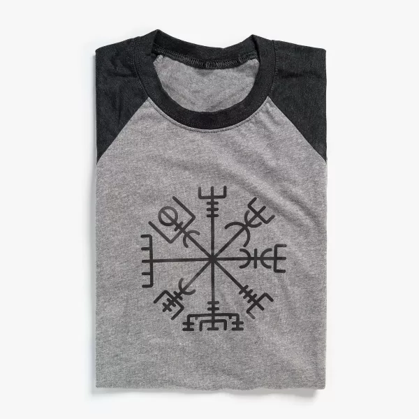 Scandinavian Design Studio Vegvisir Viking Compass Three-Quarter Raglan Sleeve Tee Vintage Black/Premium Heather Cheap