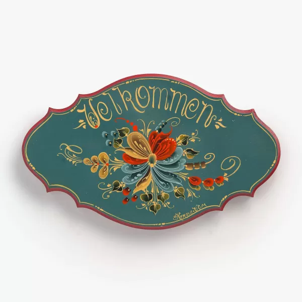 Ellen Kerbs Velkommen Plaque With Original Telemark Rosemaling By Fashion