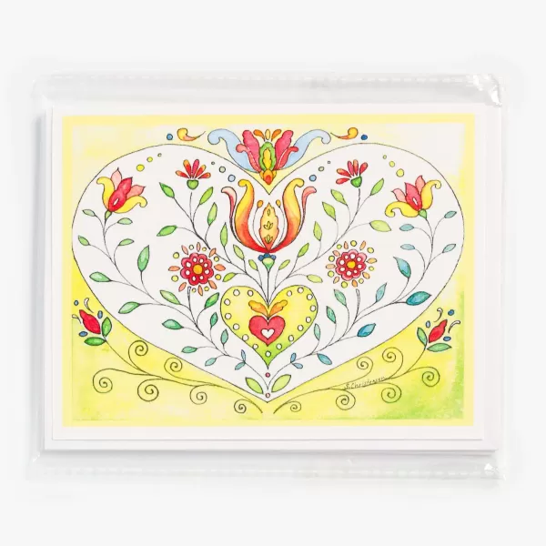 Sharon Christensen Yellow Heart Notecards Set By Hot