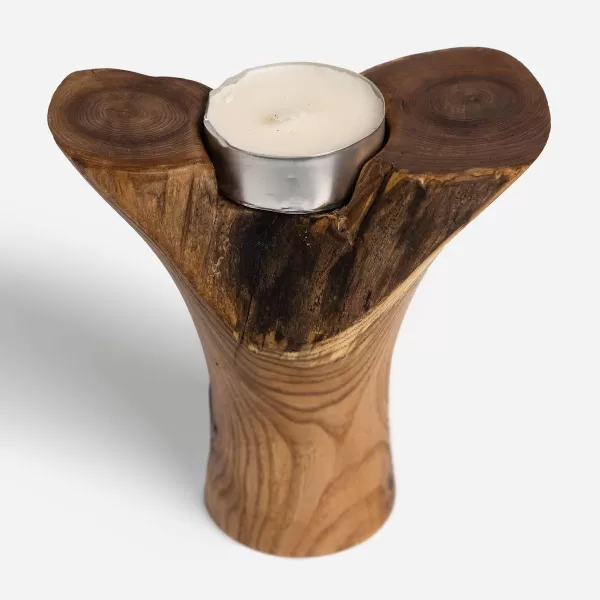 Robert Christman Y-Shaped Wooden Tea Candle Holder Cheap